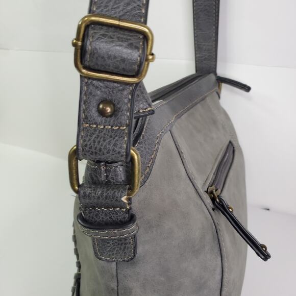 B.O.C. Born Concepts Womens Gray Buckle Shoulder Crossbody Purse 100622 - Picture 9 of 16